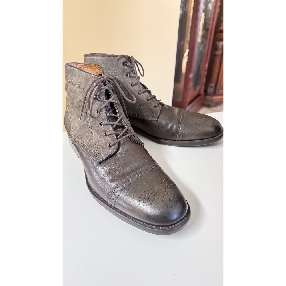 Merrell Mens Leather‎ Cap Toe Ankle Boots Brown Lace Up Air Cushion Size 12